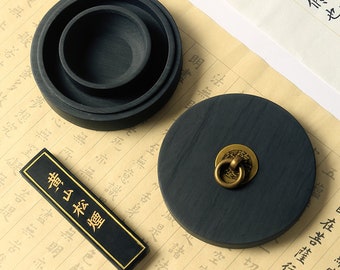 High Grade Chinese Inkstone Inkslab Ink Stone Chinese Calligraphy / Sumi Drawing / Kanji Ink Well with Cover