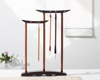Kreative Massivholz Messing Pinselhalter, minimalistische moderne Studie vier Schätze Pinselhalter, japanische Kallirapghy chinesische Zeichenbürste.