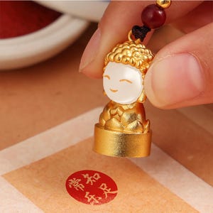 Timbro personalizzato con statua del Buddha, sigillo rotondo cinese con il tuo nome, set di sigilli personalizzati.