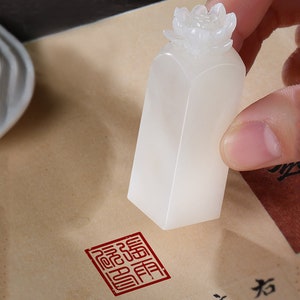 Sigillo con nome sigillo di loto personalizzato, sigillo di pietra intagliato, sigillo quadrato di pietra cinese con il tuo nome inciso a mano, set di sigilli su misura.