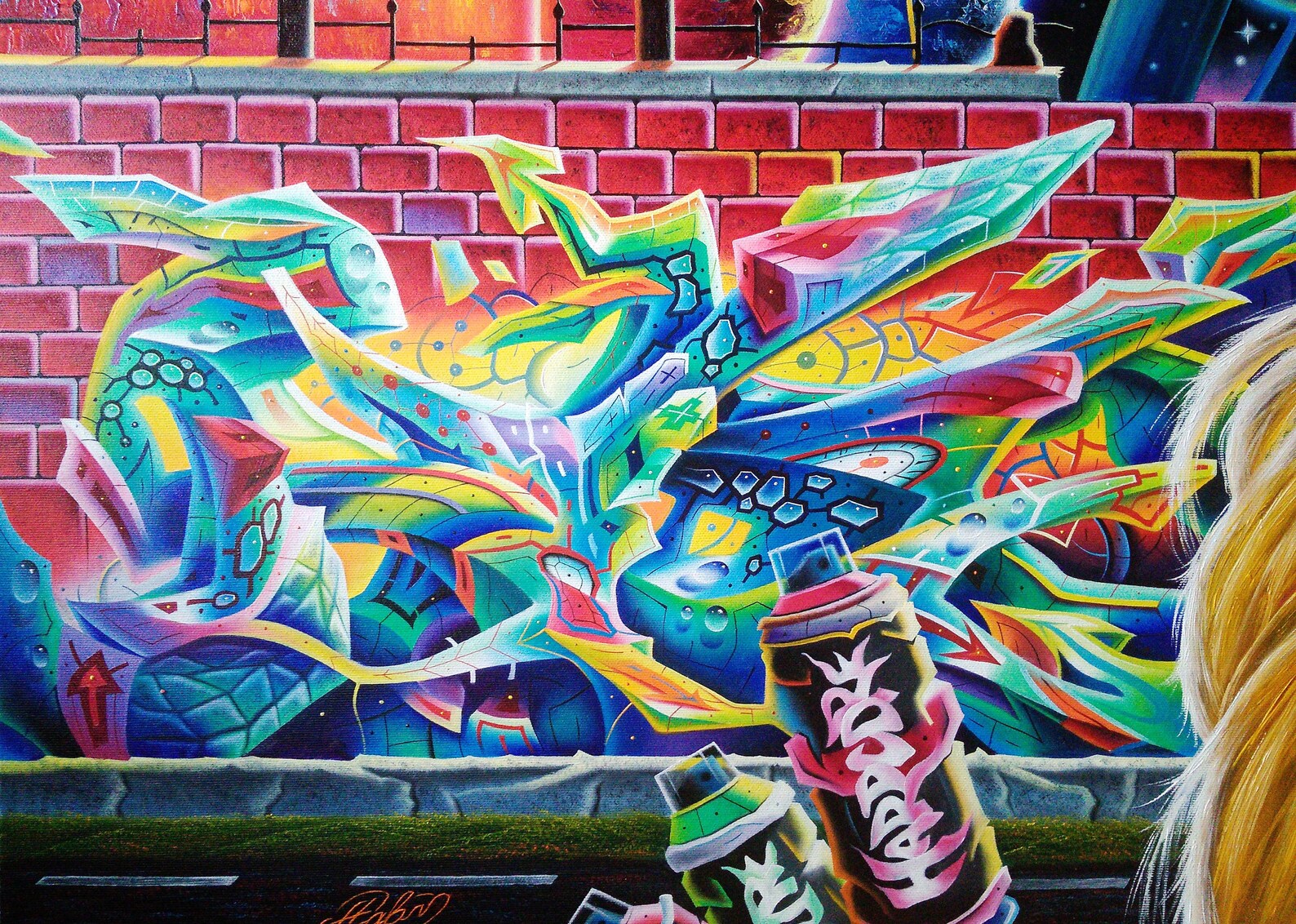 Oil Painting 2 Graffiti Art Space Painting a Fantastic Plot Etsy