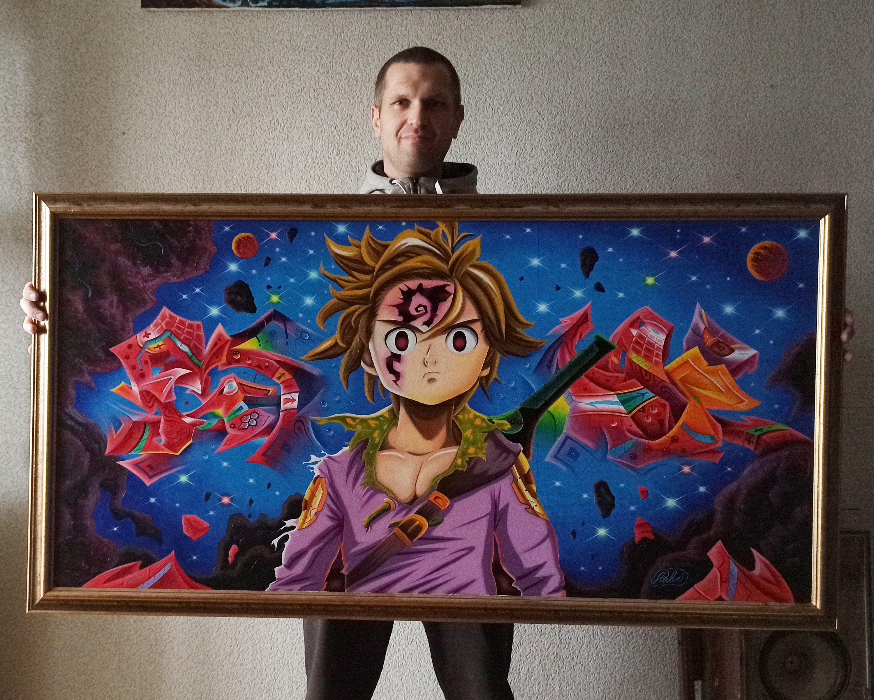 Anime 'seven Deadly Sins' Oil Painting: Graffiti Fantasy Art