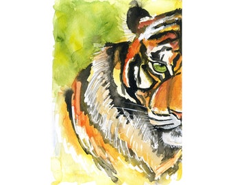 Tiger Wall Art Print Wildlife Animal Painting Poster by ColoredCatsArt