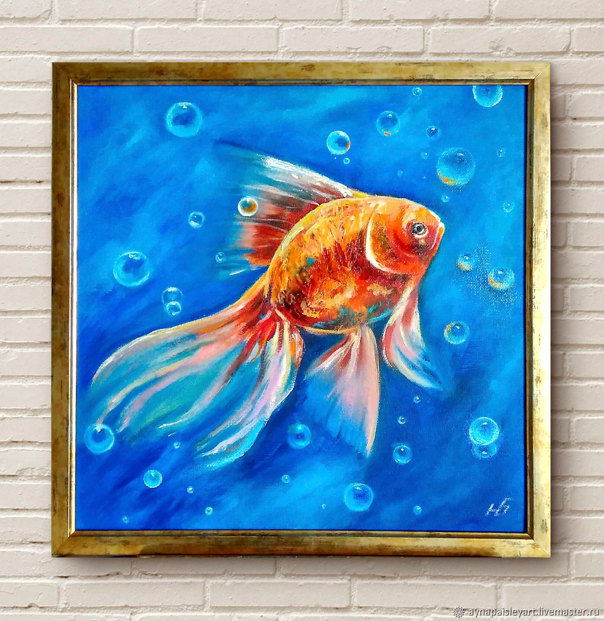 Koi Fish Painting Original Art Betta Fish Artwork Framed Etsy