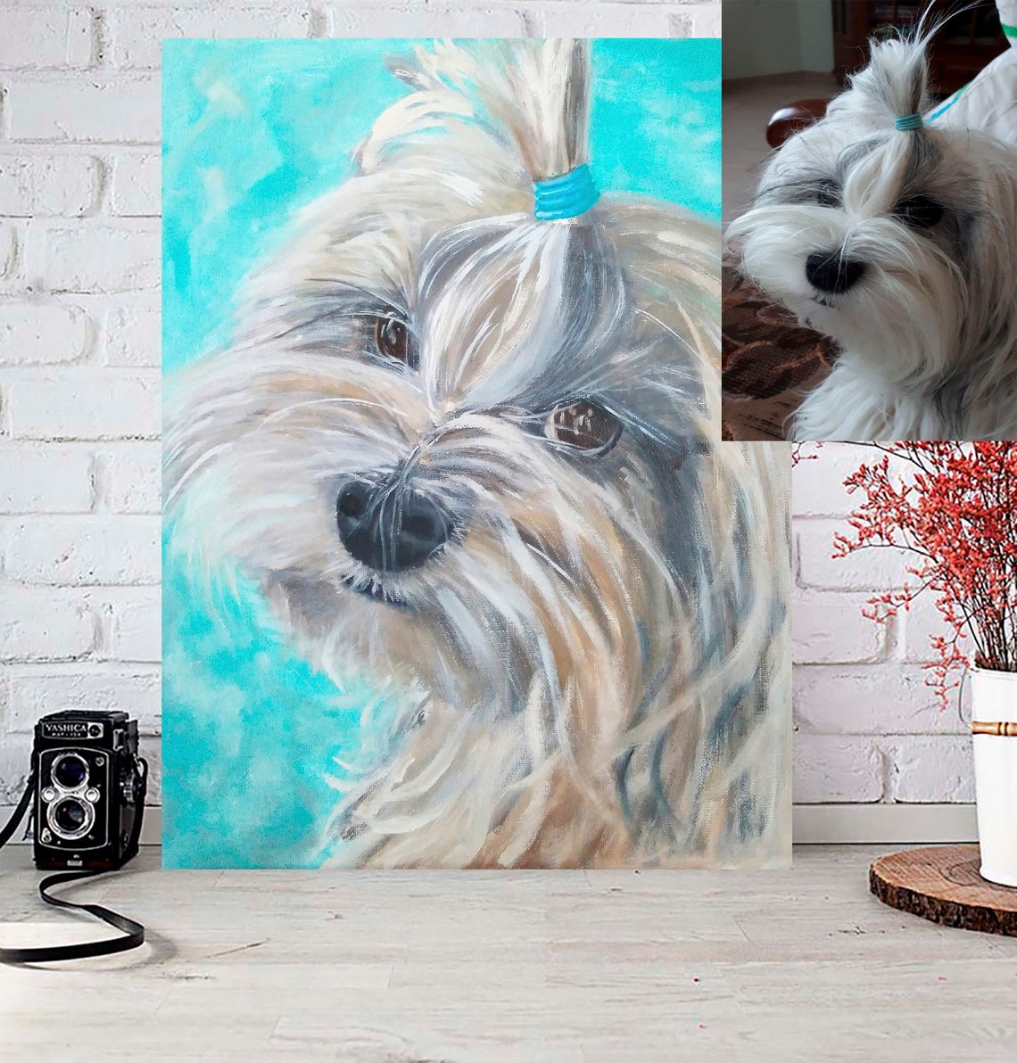 Custom Dog Painting Canvas Original Art From Photo Funny Pet Etsy