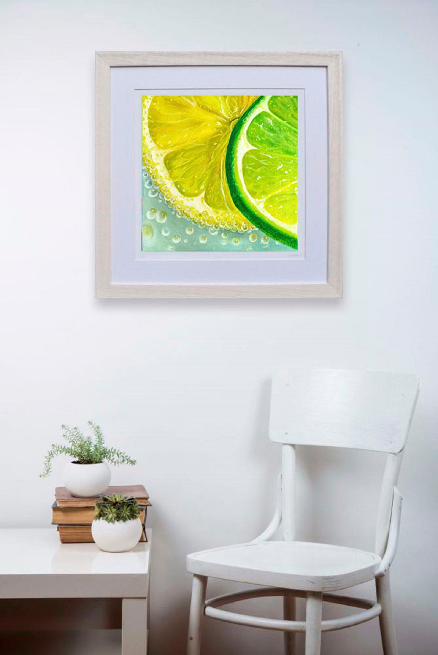 Lemon Painting Original Art Lime Wall Art Citrus Artwork Hyper | Etsy