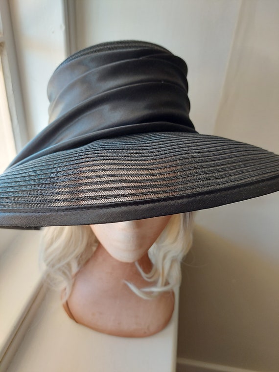 Vintage Gregory Ladner Black Formal Hat with Satin Band