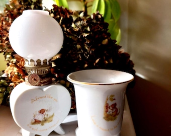 Vintage Tiny Talk Collectibles:Japanese Porcelain Lamp and Vase Set