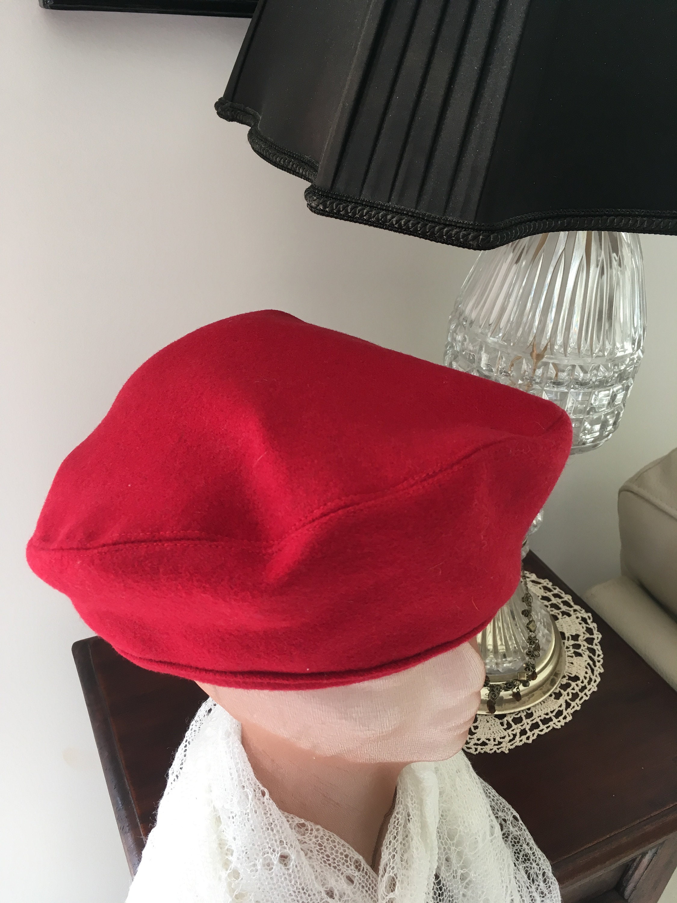 Red beret wool beret smart hat sophisticated beret lined Etsy