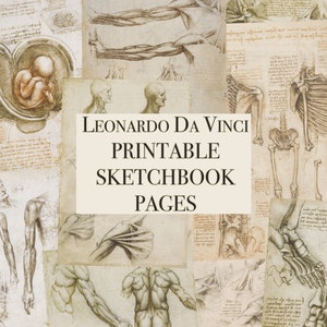 Leonardo da Vinci Anatomy Sketchbook Pages Digital Download | Printable Art Academia Aesthetic Drawing Renaissance Artist Decor Replica