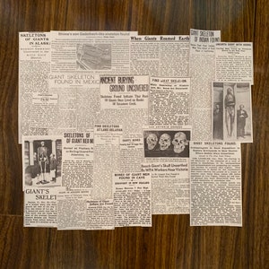 Giants Conspiracy Newspaper Clippings 21 Piece Set | Cryptidcore Cutouts Articles Newsprint Nephilim Vintage