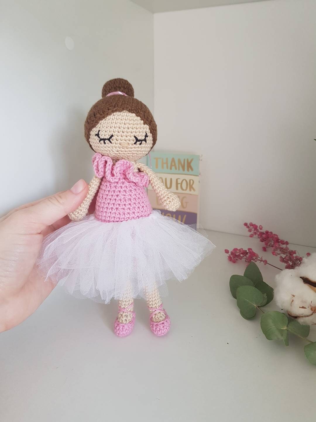 Crochet ballerina in pink dress. | Etsy