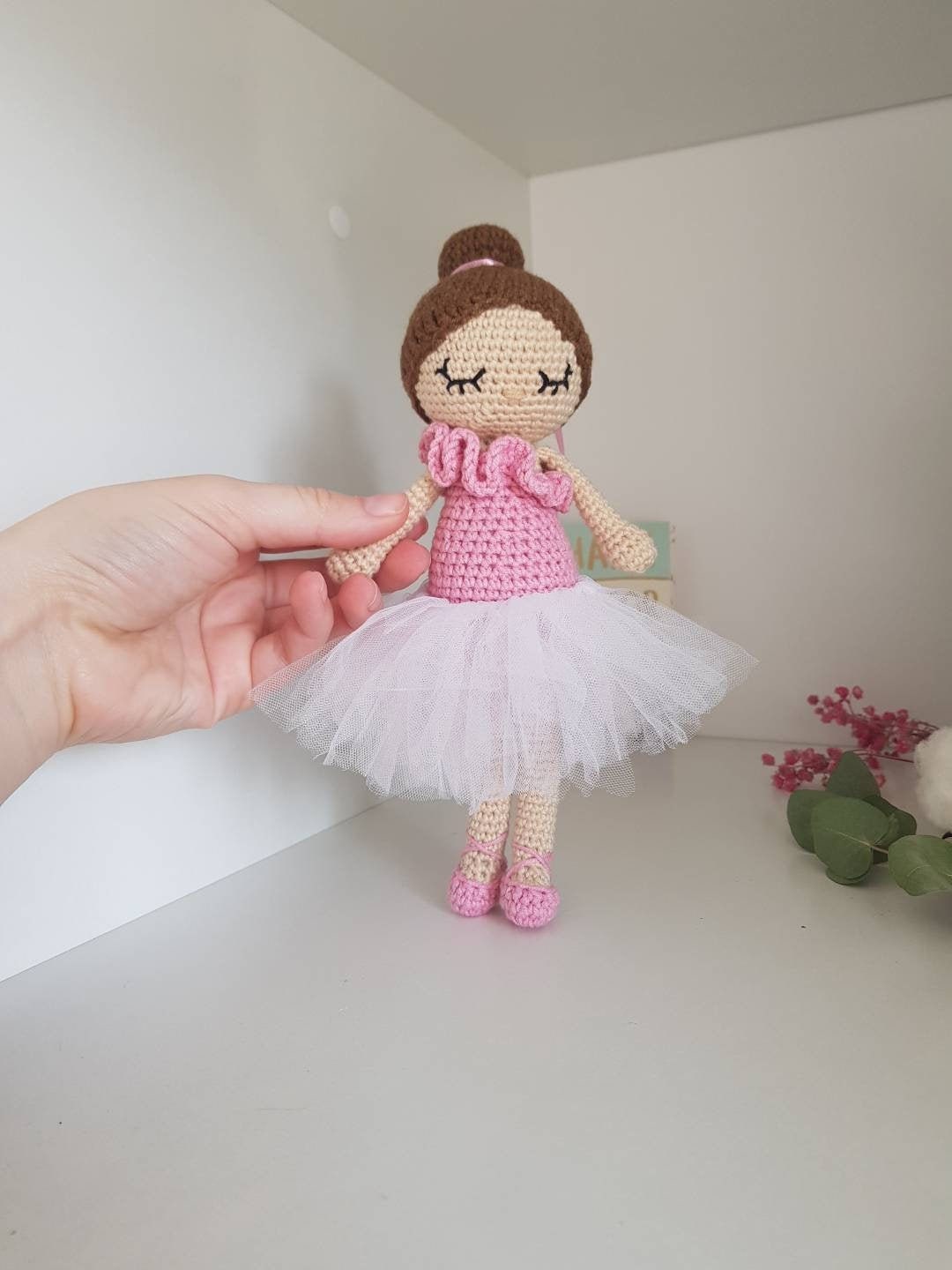 Crochet ballerina in pink dress. | Etsy