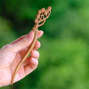 青松 檀木发簪 Incense pine unisex Épingle à cheveux-Chinese santal hair pin image 2