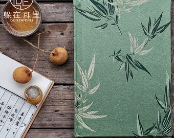 清幽 Bamboo 竹 Handcrafted sewn hard-cover binding notebook with silk embroidery Ancient China