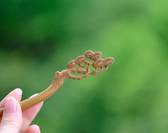 青松 檀木发簪 Incense pine- unisex Épingle à cheveux-Chinese santal hair pin