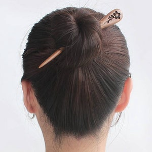 青松 檀木发簪 Incense pine unisex Épingle à cheveux-Chinese santal hair pin image 8