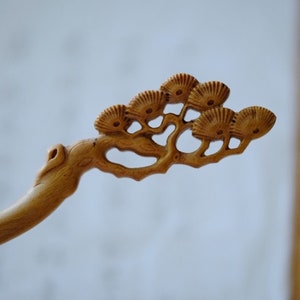 青松 檀木发簪 Incense pine unisex Épingle à cheveux-Chinese santal hair pin image 4