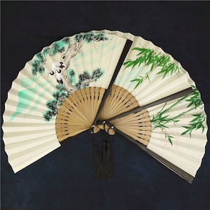 Fan - Fan of Bamboo 青竹 & Crane 鶴