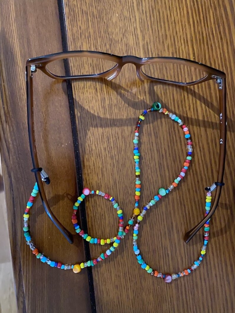 Beaded glasses chain Sunglass Strap Chain Colored Beaded Etsy