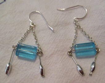 Orecchini Blue Crystal Dangle, orecchini Dangle, orecchini, perline blu, argento