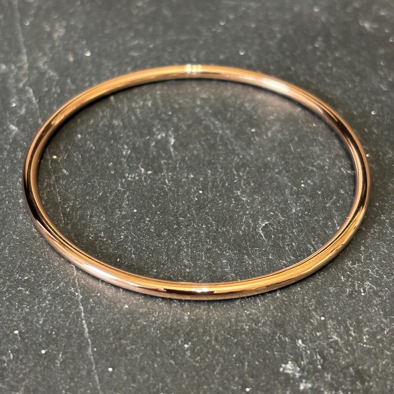 Rose Gold Stainless Steel Bangle, Hypoallergenic Wire Bracelet image 4