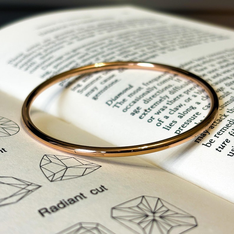 Rose Gold Stainless Steel Bangle, Hypoallergenic Wire Bracelet image 1