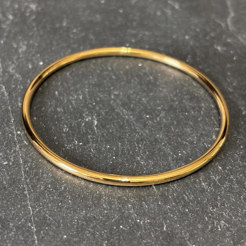 Gold Stainless Steel Bangle: 3mm Hypoallergenic Wire, Tarnish Free image 4