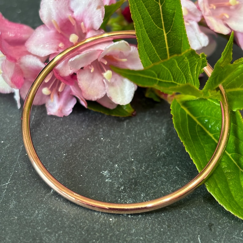 Rose Gold Stainless Steel Bangle, Hypoallergenic Wire Bracelet image 5