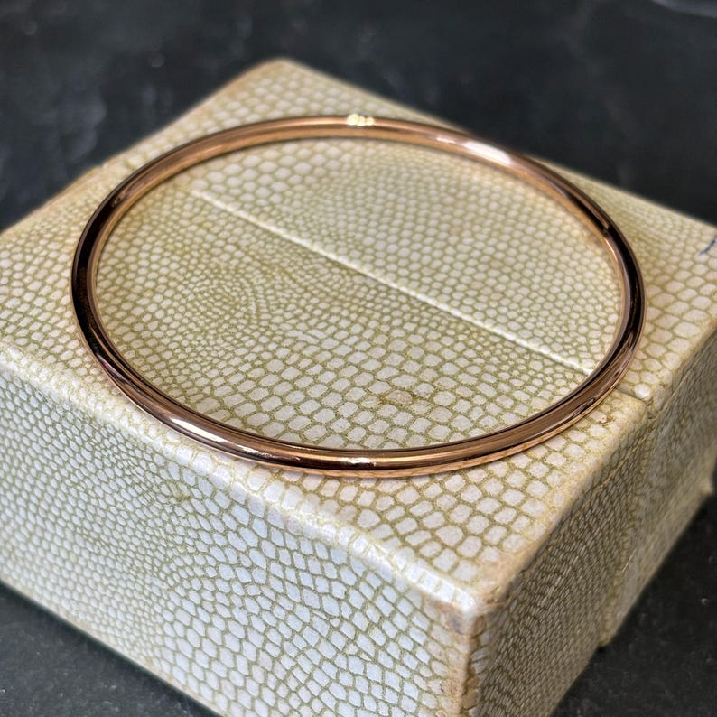 Rose Gold Stainless Steel Bangle, Hypoallergenic Wire Bracelet image 2