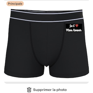 Caleçon homme personnalisé brodé (1 message brodé) – Boxer texte personnalisé – Cadeau original couple – Fait main France