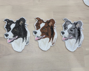 Ecusson brodé réaliste de Border Collie - patch thermocollant