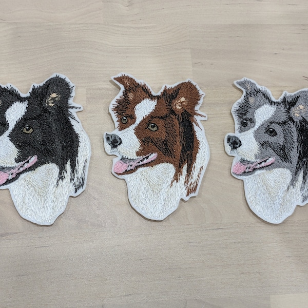 Ecusson brodé réaliste de Border Collie - patch thermocollant