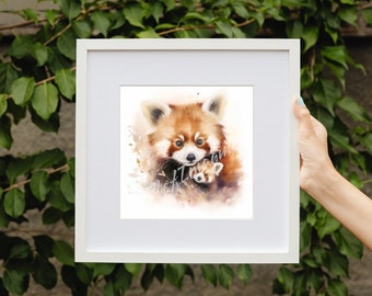 Watercolors Red Panda - Printable image collection