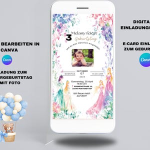 Feen Geburtstag Einladung, Digitale Geburtstagseinladung, Blumige Einladungskarte, Personalisierbare Vorlage, Kindergeburtstag Party