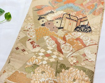 ヴィンテージ和服 / 帯 / 着物帯 / 丸帯 / 和柄 / 花柄 / 菊 - Etsy