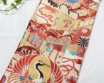 【再入荷！】 丸帯 / 和装帯 / 帯 / ヴィンテージ日本の着物 / Etsy - 鶴 着物・浴衣
