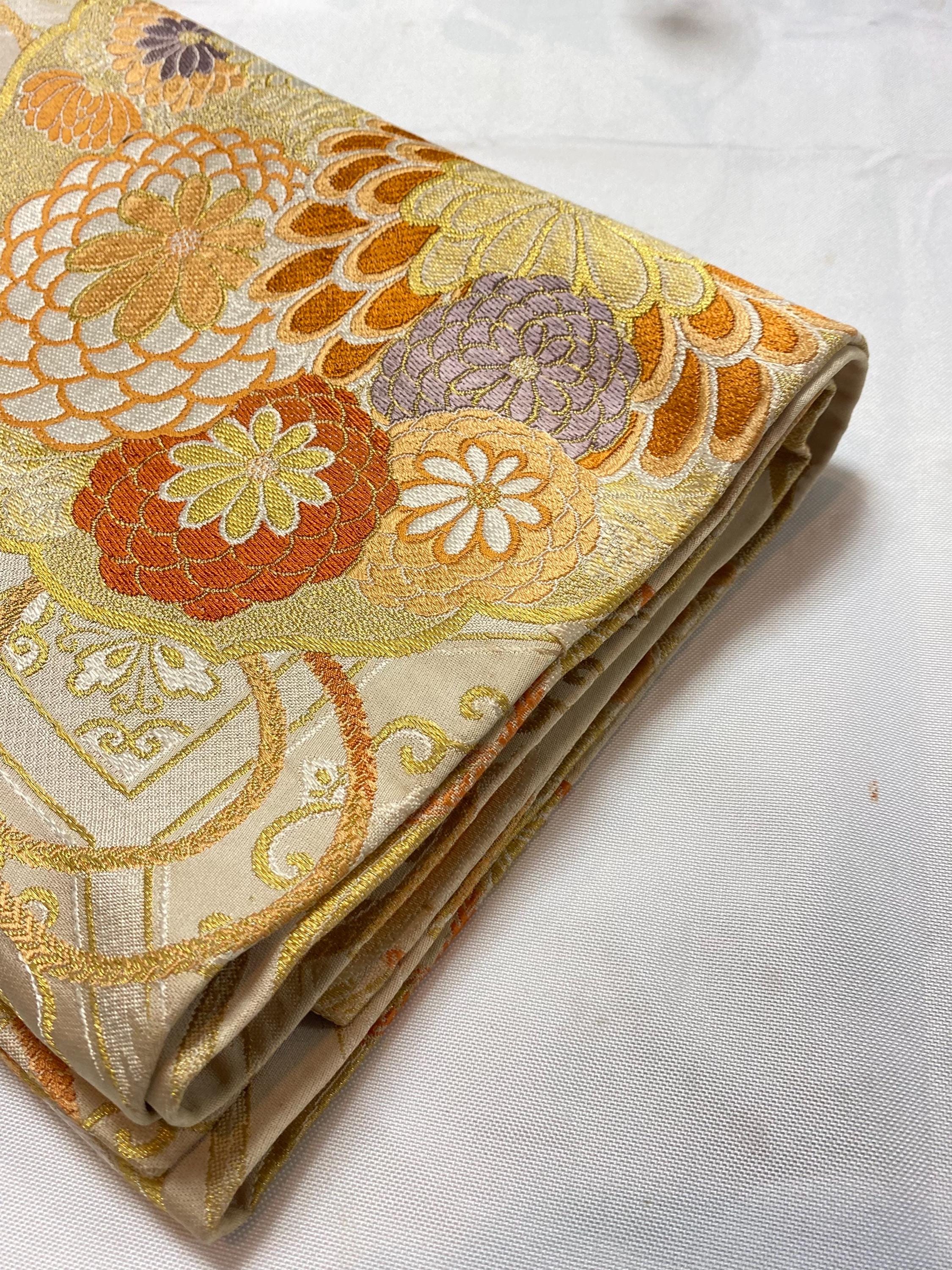 【2025A/W新作★送料無料】 ヴィンテージ着物 / 帯 / 着物帯 / 丸帯 / 鶴 / 松 / 菊 - Etsy 着物・浴衣