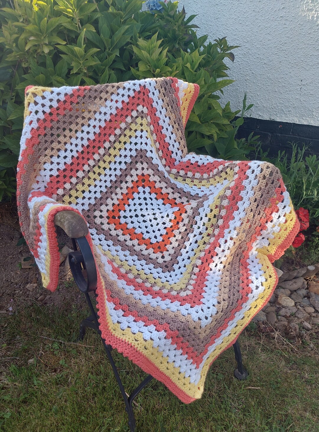 Crochet Blanket granny Square Style Autumn Etsy