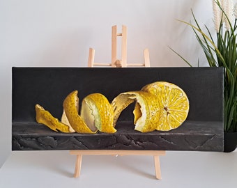 Yellow Fruit Original Oil Painting Lemon Wall Art kitchen decor