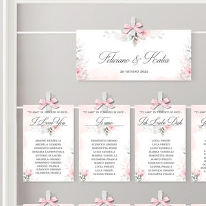 Cartellini per Tableau de mariage e Segna tavoli, Tableau Linea Sweet Rose, Tableau Matrimonio, Tableau Comunione, Rosa cipria