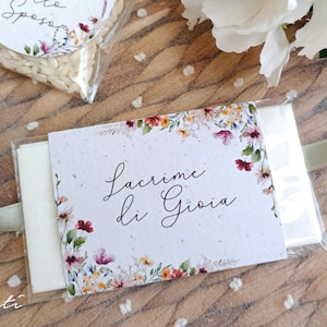 Fazzoletti per Wedding Bag Linea Wild Flowers , Lacrime di gioia, Porta Fazzoletto Matrimonio, Accessori personalizzati