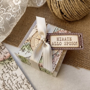 Porta Riso Collezione Viaggio Vintage, Accessorio Wedding Bag, Scatolina Porta Riso Coordinato, Gadget nozze