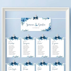 Cartellini per Tableau de mariage e Segna tavoli, Tableau Linea Matisse, Tableau Matrimonio, Tableau Comunione, Tableau Blu