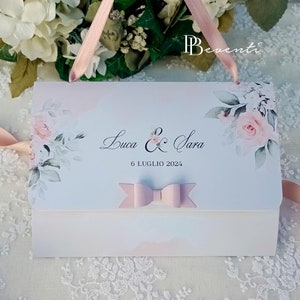 Wedding Bag Linea Sweet Rose, Welcome Bag Personalizzata, Wedding Bag Small, Gadget Cerimonia di Nozze, Fiori rosa tenue