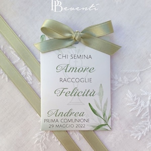 Bustine Personalizzate per Semi, Segnaposto Comunione eco-friendly, Semi da piantare, Segnaposto Ecologico, Ulivo