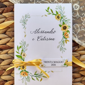 4,30 euro cad. Partecipazione di Matrimonio Linea Girasoli | Matrimonio Fiori Gialli, Invito Nozze Artigianale, Partecipazione a tasca