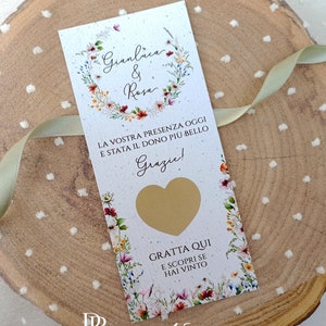 Segnaposto Linea Wild Flowers, Segnaposto Gratta e Vinci personalizzato, Segnaposto Matrimonio, Compleanno, Lotteria degli Sposi, Sorpresa