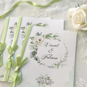 Libretto Messa Matrimonio,  Rose bianche, Libretto Messa Personalizzato, Rose eleganti