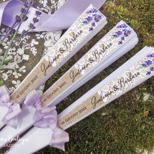 Ventaglio Matrimonio Personalizzato, Nozze tema provenza, Fiori di Lavanda, Accessori per Wedding bag
